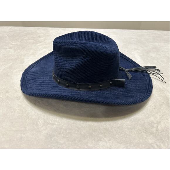 Frye Cowgirl Hat Blue Corduroy Studded Leather Band One Size OSFM Western Urban main image 5